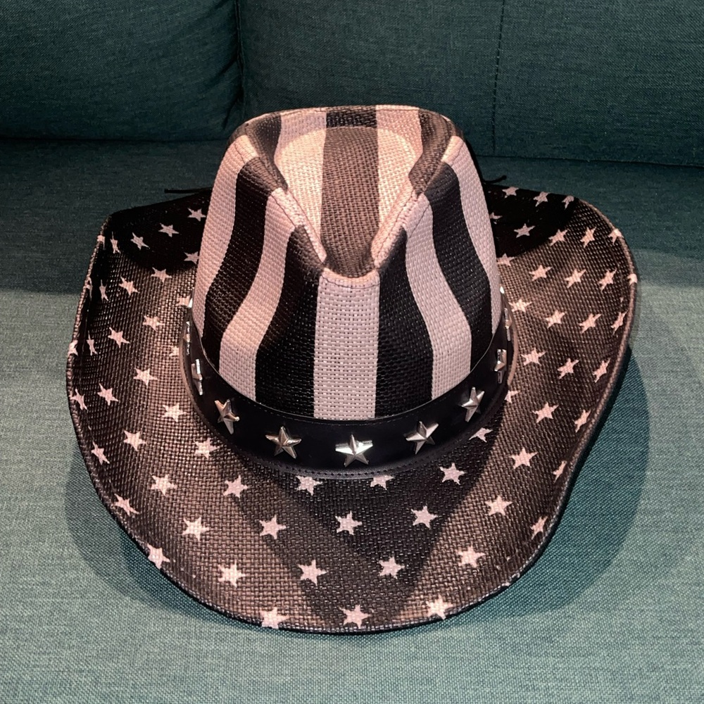 Black and White American Flag Cowboy Hat